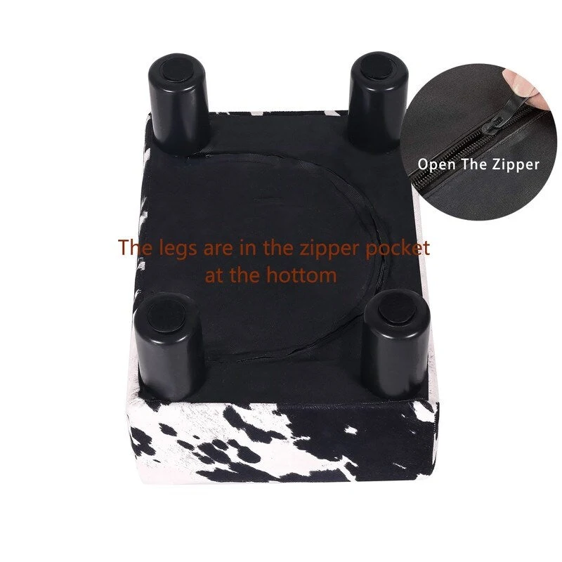 Adeco Faux Leather Ottoman Foot Rest Stool Square Padded Seat Ottoman