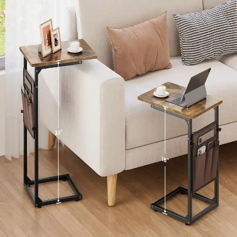 C Shaped End Table - 16D x 12W x 33H