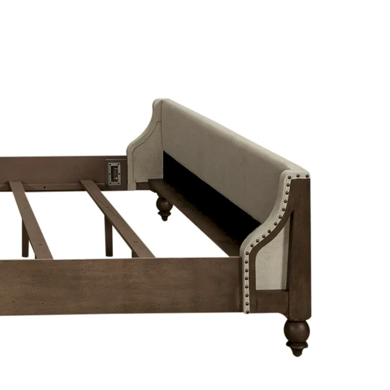 Dusty Taupe King Upholstered Shelter Bed for 2