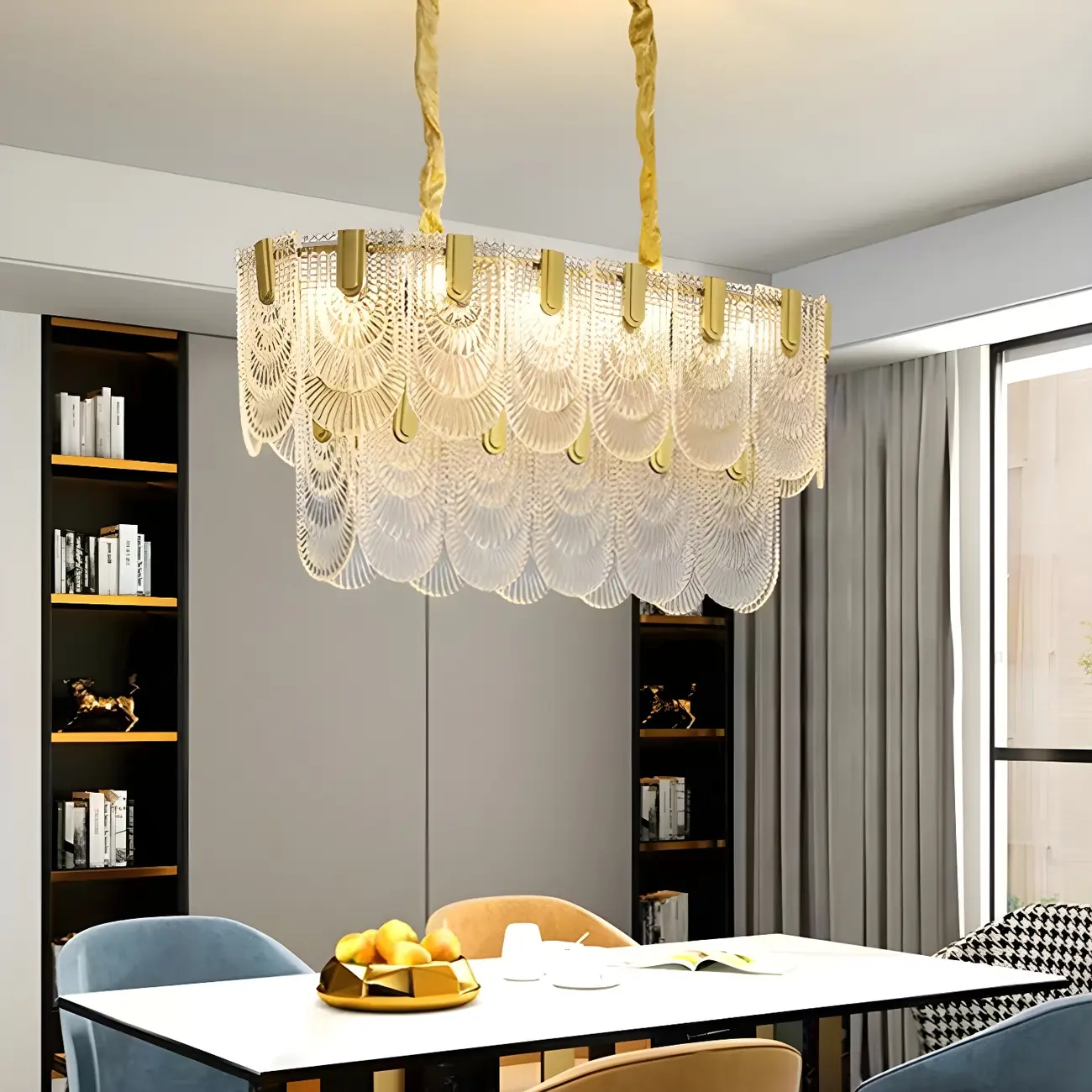Luxury Gold Metal Island Pendant Light with Glass Accents