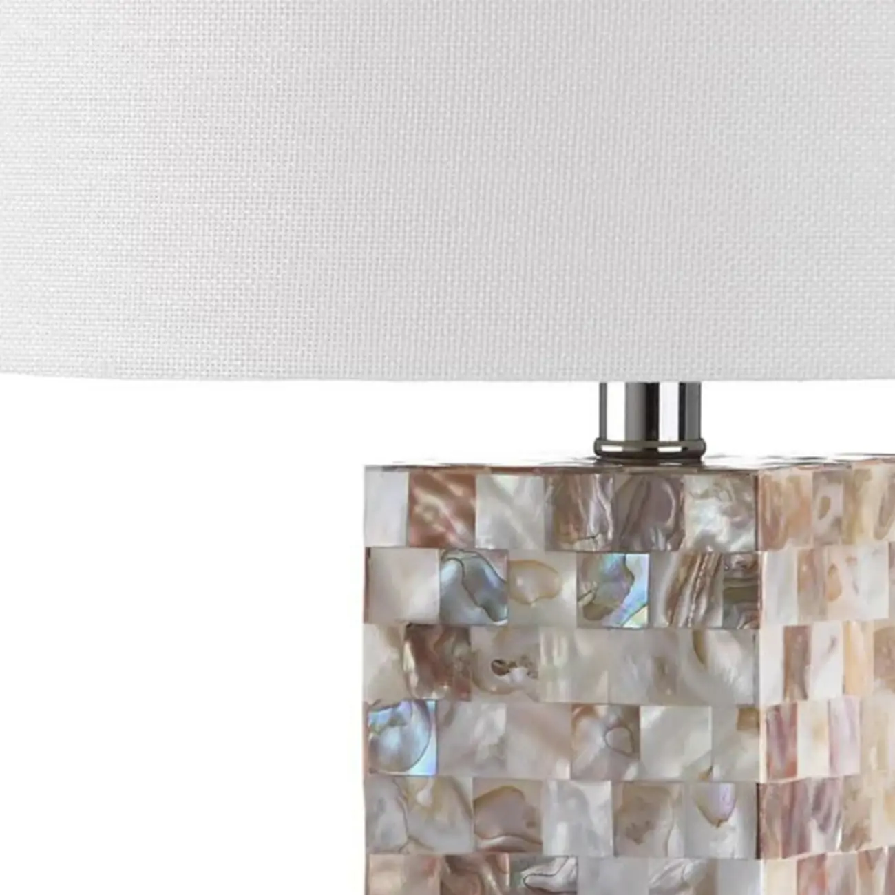 Elegant Shell Base LED Table Lamp with Linen Shade