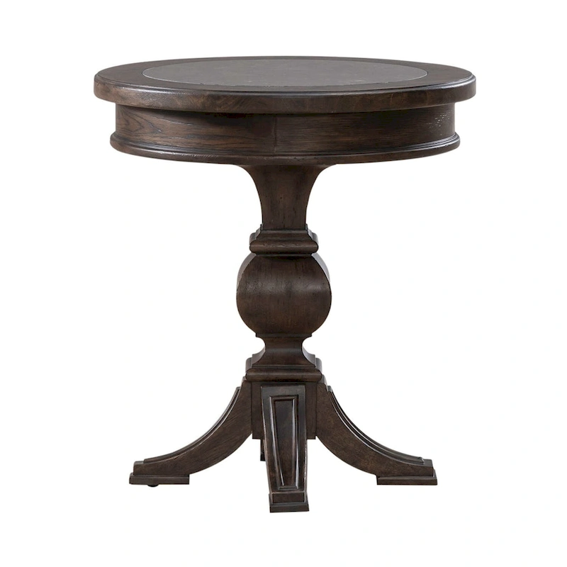 Paradise Valley Saddle Brown and Blue Stone Round Chairside Table