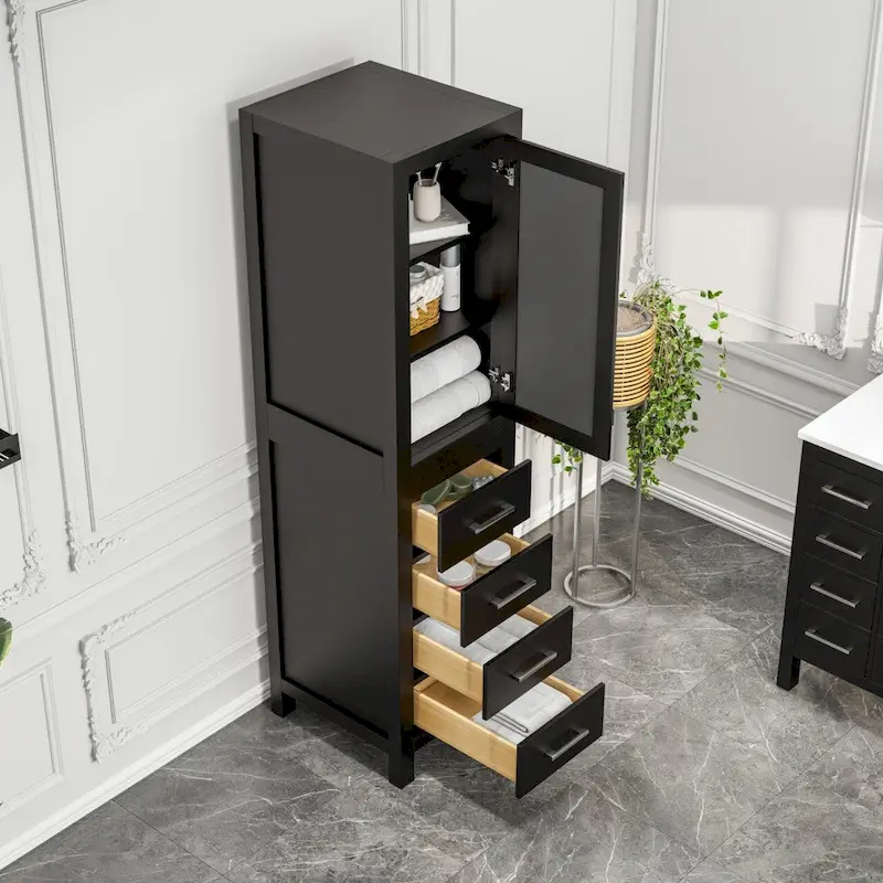 Eviva Aberdeen 18W x 20D x 72H Espresso Freestanding Linen Cabinet