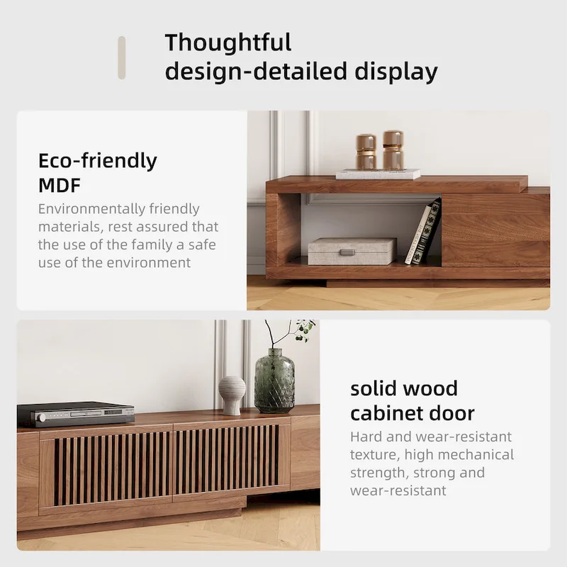 Modern Retractable & Extendable TV Stand with 4 Drawers, Up to 103 Inches - 78.54D x 15.74W x 13.78H