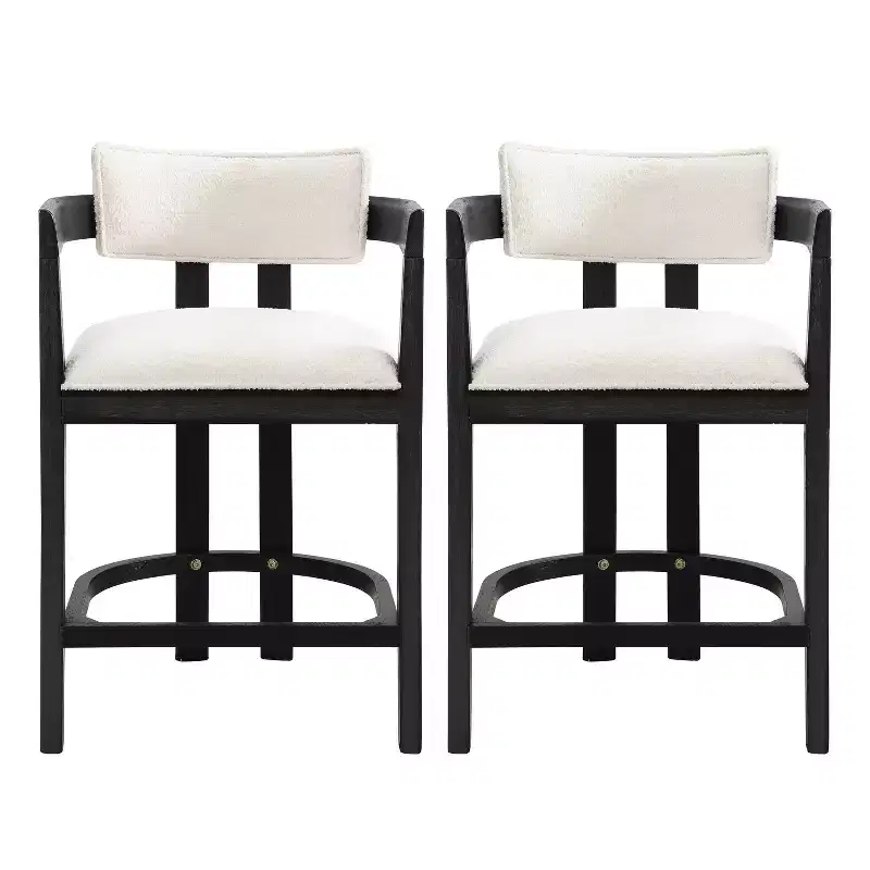 Christopher Knight Home Set of 2 26" Ethan Upholstered Rubberwood Counter Height Barstools Black
