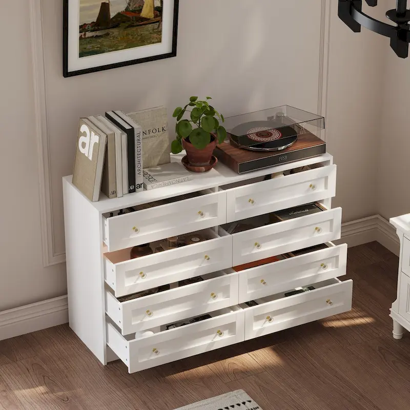 White Dresser and Vanity Set with Crystal Knobs