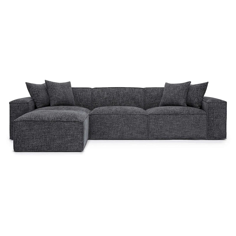 Chenille Basketweave Modular Sectional Sofa - Cream/Charcoal/Taupe - 4-6 Seater