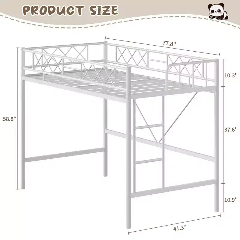 Twin Over Full Heavy Duty Metal Bunk Bed, Sturdy Quiet Construction with Ladder & Guardrails, Space-Saving Design, No Box Spring Required