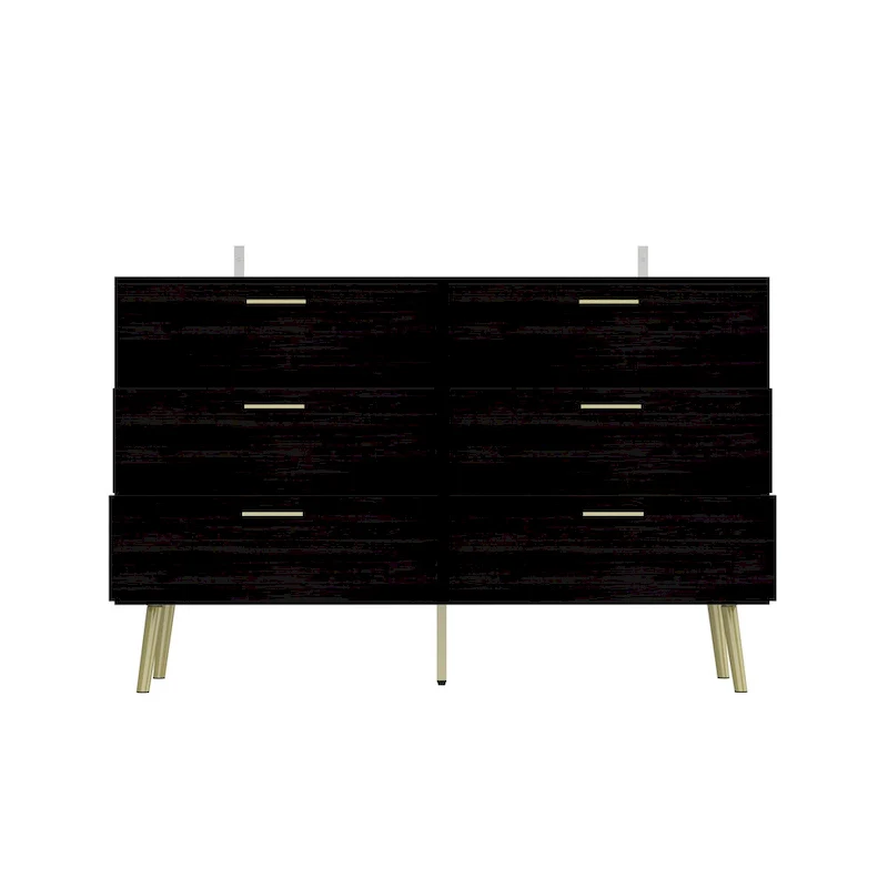 6 Drawer Larget Chest&Dresser With Golden Metal Handles