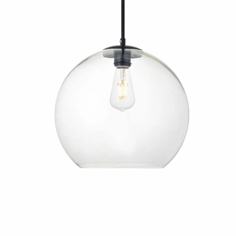 Elegant Lighting Baxter Single Light 14  Wide Pendant with Clear Glass