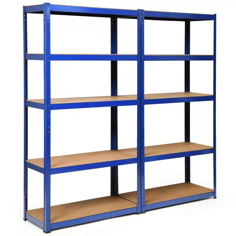 Costway 2PCS 72''Heavy Duty Steel 5 Level Garage Shelf Storage Adjustable Shelves Silver\Blue