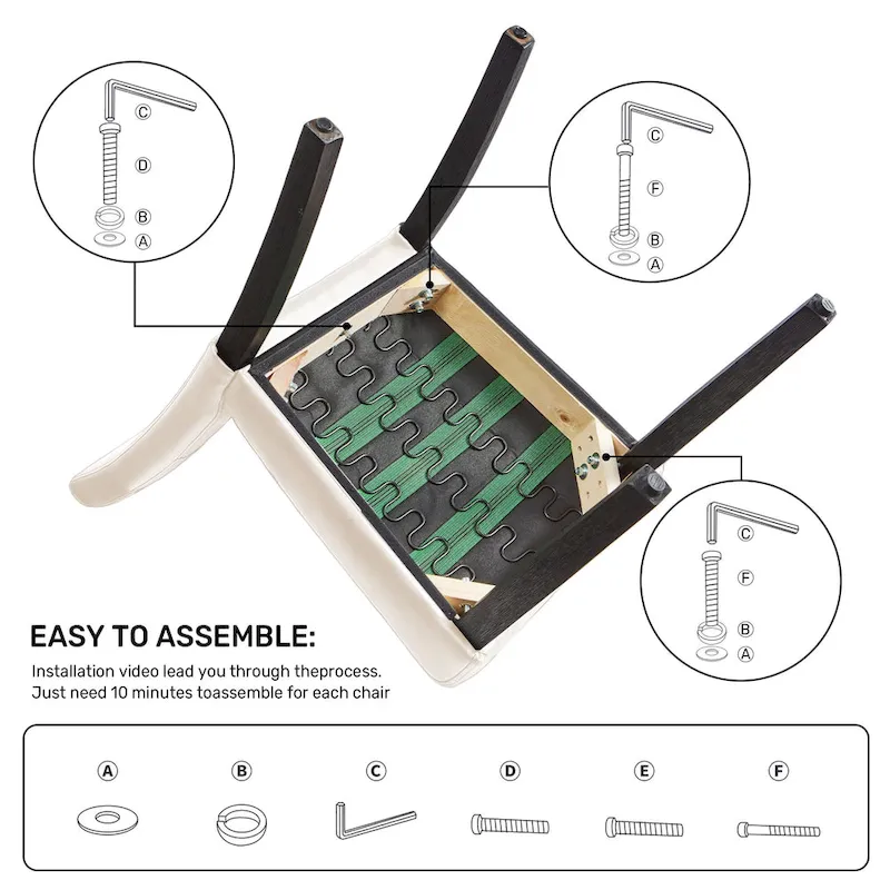 FERPIT Faux Leather Tufted Upholstered Dining Chairs Set of 2 - 17.5W x 23D x 36.5H