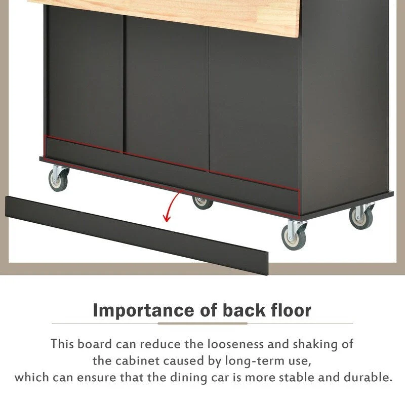 Rolling Kitchen Island with Solid Wood Top and Locking Wheels,Drop Leaf