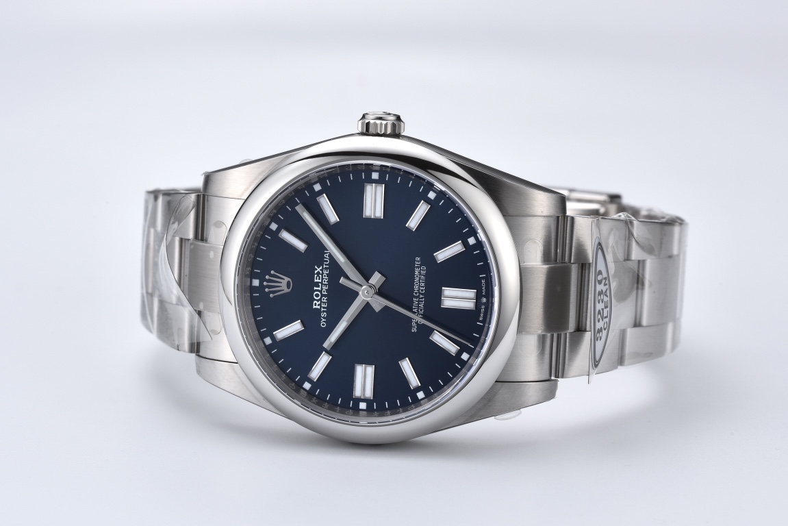 Rolex Oyster Perpetual deep blue dial premium replica with 3230 clone movement