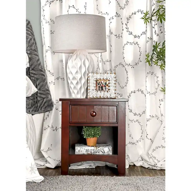 Cherry / Oak / White / Espresso Wood 1-Drawer Nightstand, Single