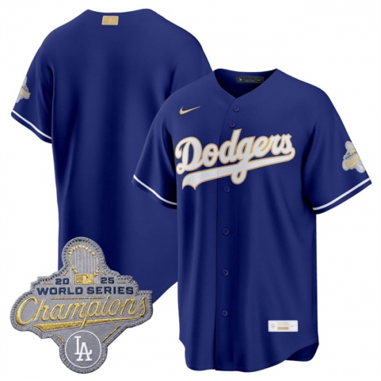 Los Angeles Dodgers Blank Royal 2026 Alternate Gold Collection Stadium Stitched Baseball Jersey