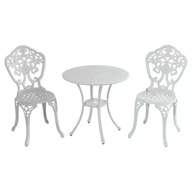 CLIHOME 3-Piece Cast Aluminum Bistro Table and Chairs Set