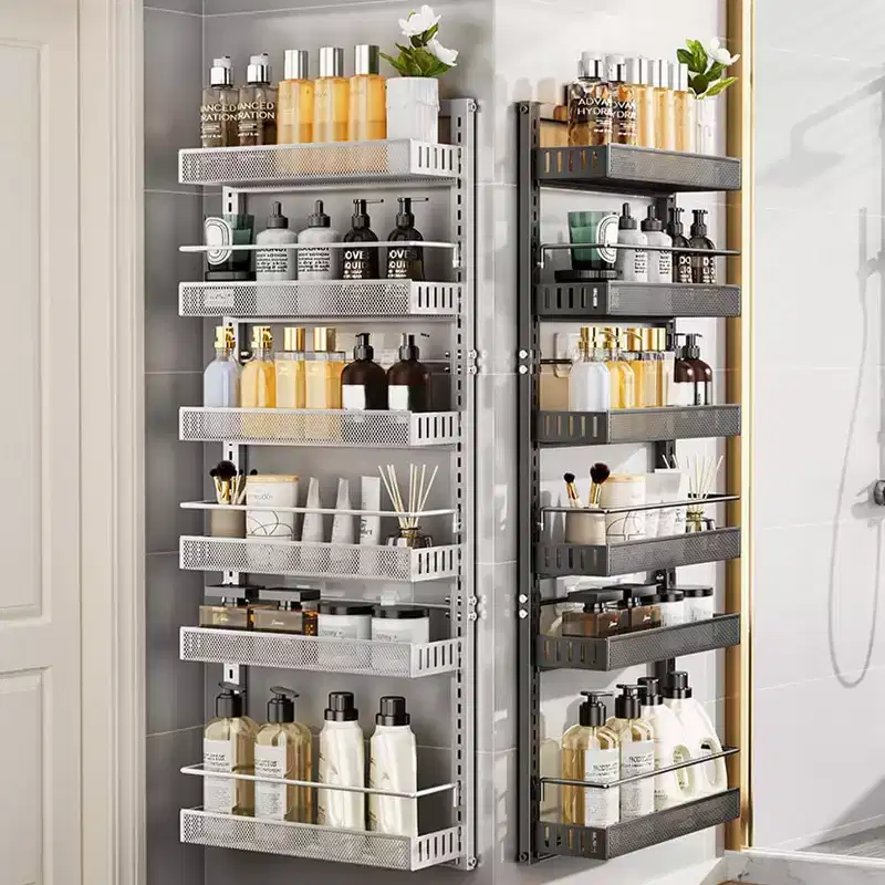 6-Tier Adjustable Over-the-Door Pantry Organizer C Heavy-Duty Metal Hanging Storage Rack with Removable Baskets