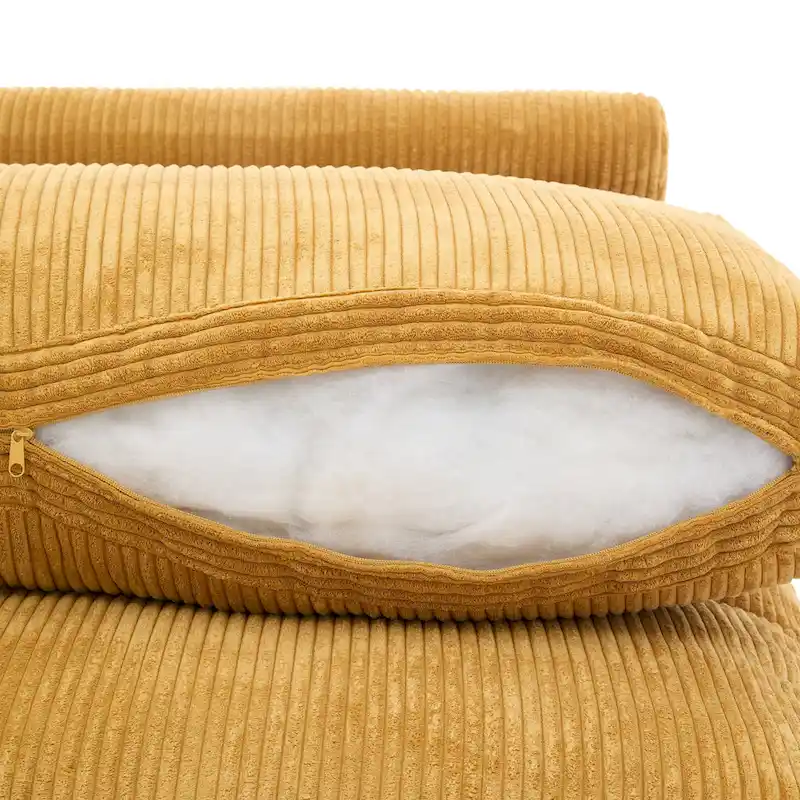 Corduroy Upholstered Armless Accent Chair with Adjustable Headrest