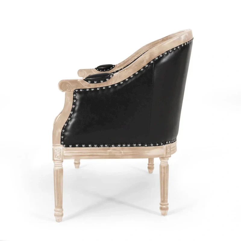 Button-Tufted Upholstered Loveseat with Scrolled Arms and Nailhead Trim