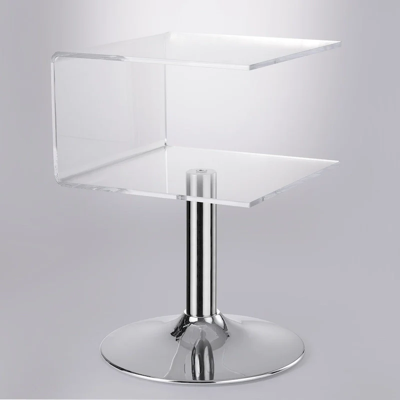 C-Shaped Double-Layer Acrylic Side Table, 23.6H x 15.8W x 15.8L Inches