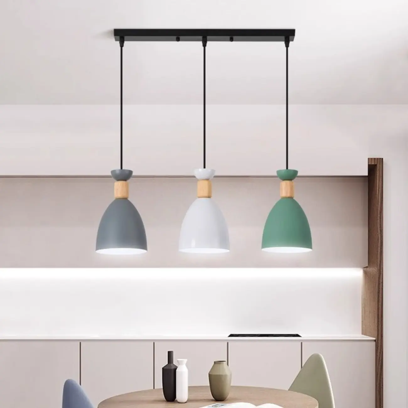 Modern Ferruginous 3-Light Metal Geometric Kitchen Pendant
