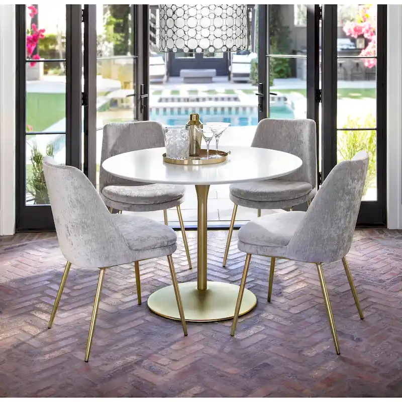 42-Inch Round Dining Table with Weighted Metal Base