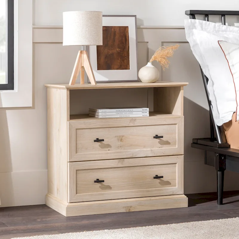 Dark Walnut / White Oak Classic 2-Drawer Nightstand for 1