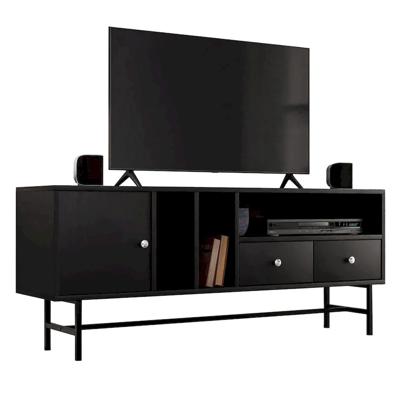 Rochester 2-Drawer 4-Shelf TV Stand Credenza with Iron Legs