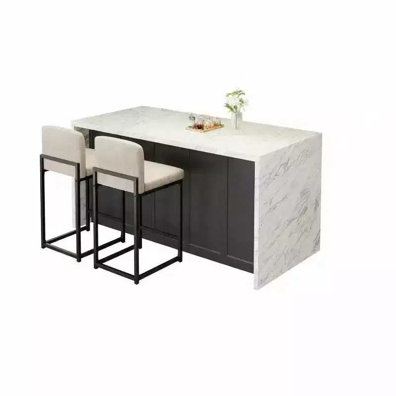 Modern Counter Height Bar Stools Set of 2, Cream Faux Leather Upholstered Chairs with Backrest and Footrest for Kitchen Island and Dining Room
