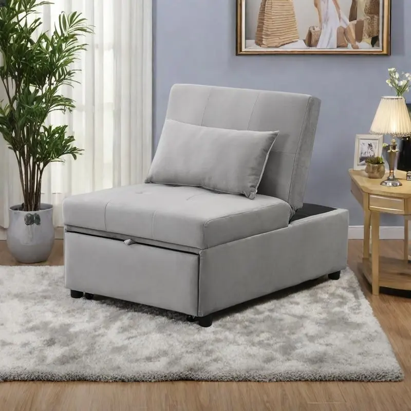 Multi-Functional Folding Ottoman Sofa Bed with Converts to Lounge Chair and Single Bed (264lb Capacity)