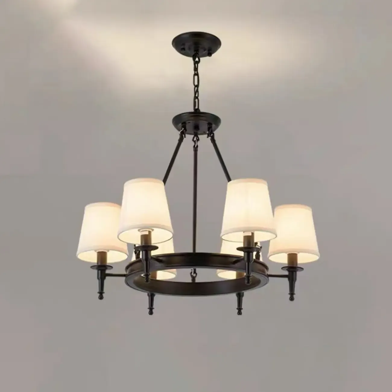 America Country Ring Fabric Lampshade Black Chandelier