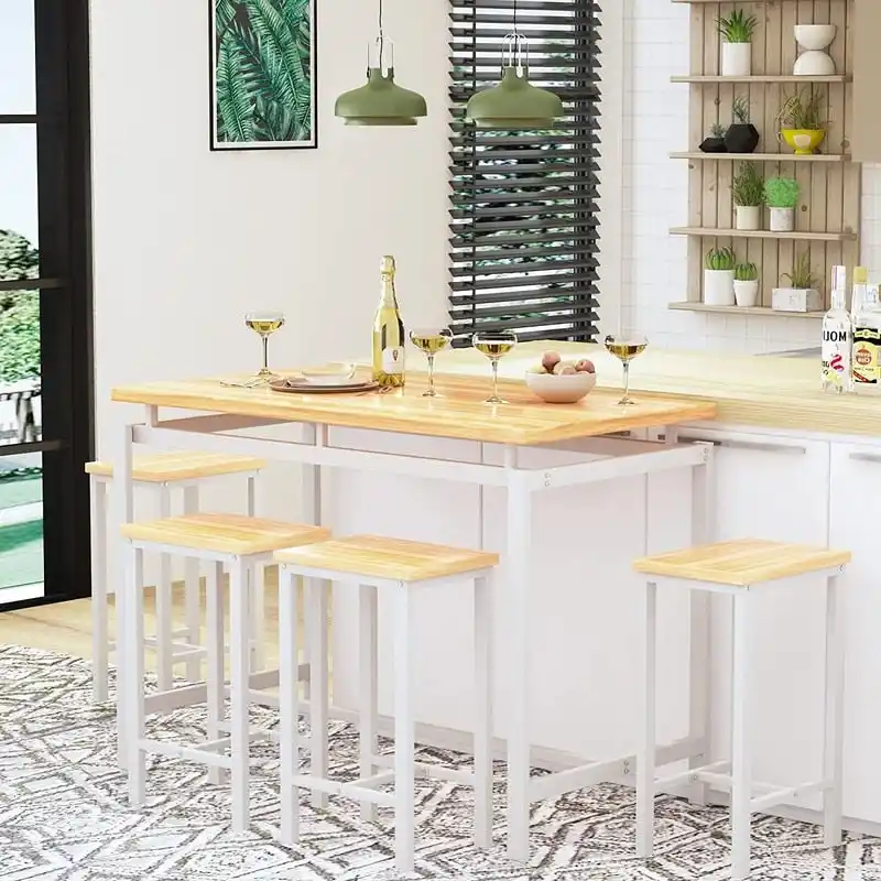 Mieres Modern Farmhouse Counter Height Pub 5-piece Dining Set