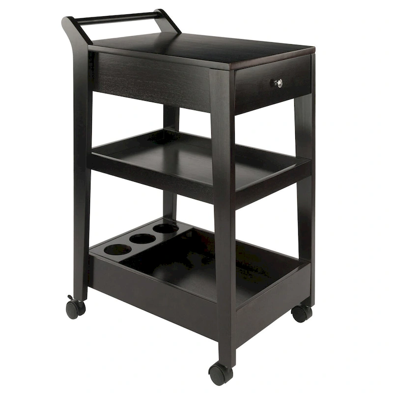 Jeston Entertainment Cart, Espresso - 18.03 x 26.77 x 37.24 inches
