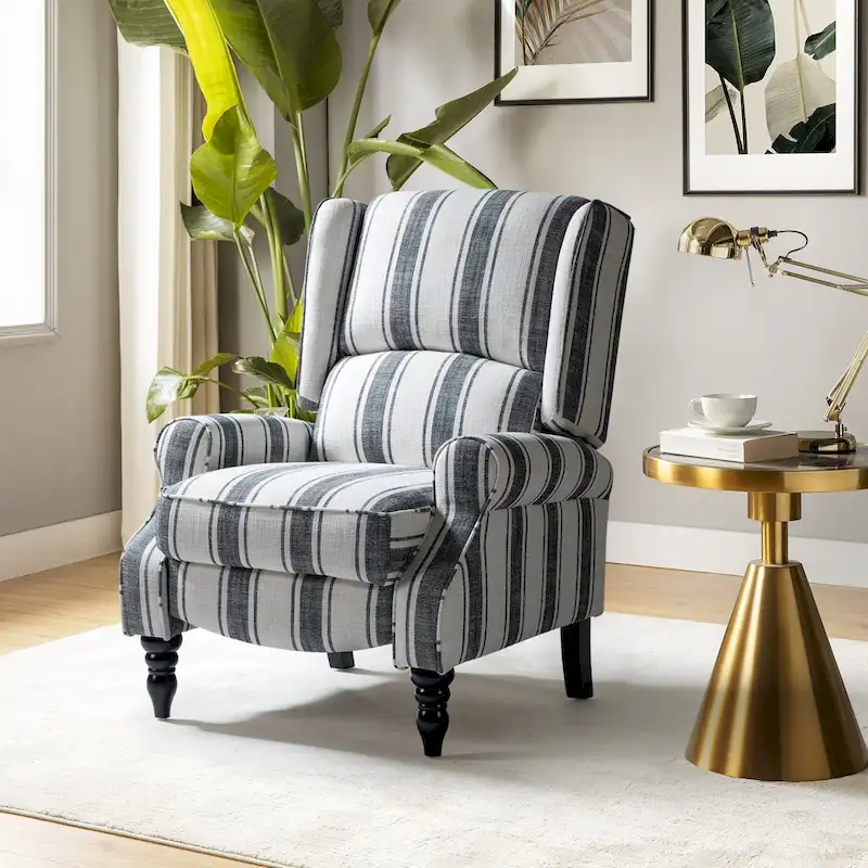 Olympus Upholstered Classic Manual Wingback Recliner with Solid Wood Legs by HULALA HOME