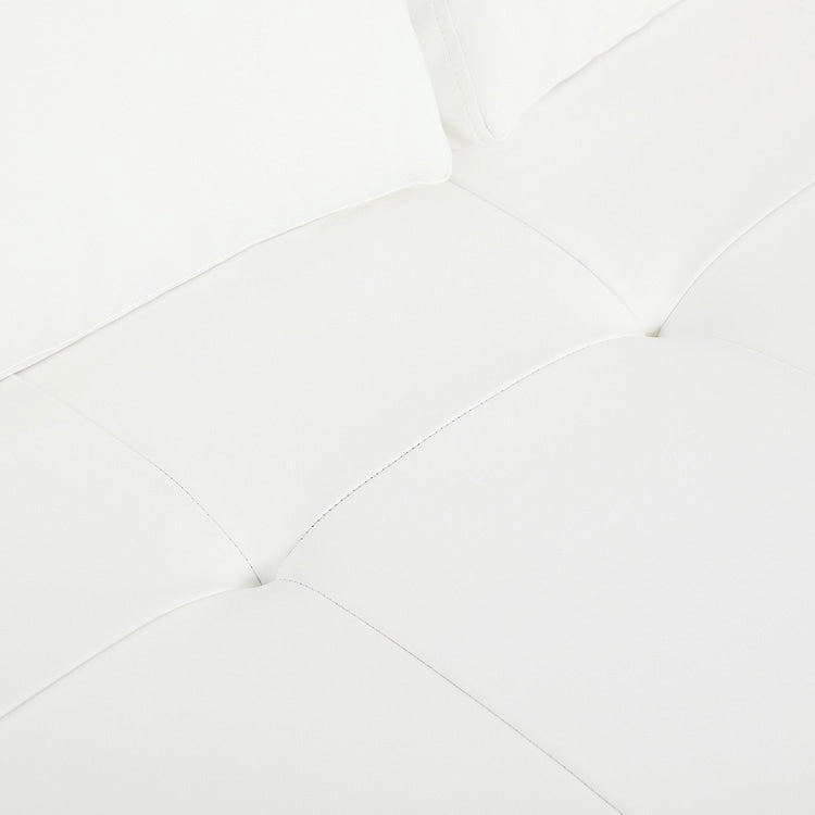 Modern Genuine Leather Sofa with Wooden Legs & Additional Bolster Pillow