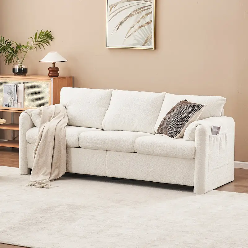 3-Seater Sofa 77 Chenille Couch - Plush Triple Seater Sofa with High-Density Foam Cushions, Deep Seat Living Room Couch