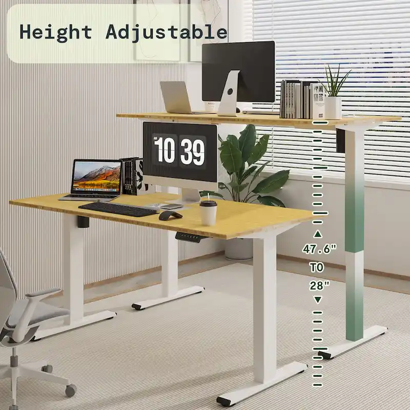 Bamboo Electric Height Adjustable Standing Desk - Single User