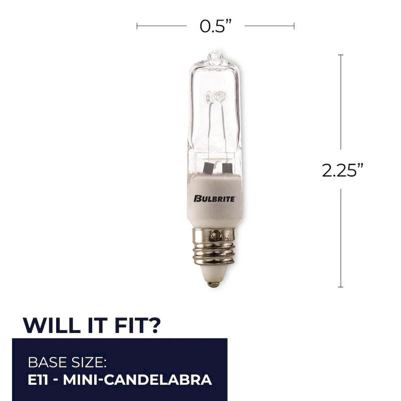 Bulbrite Pack of (5) Dimmable Clear T4 Mini-Candelabra (E11) Halogen Mini