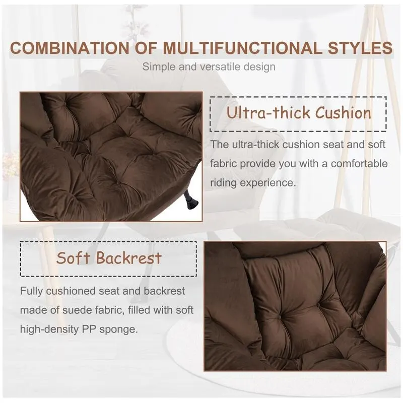 Modern Cotton Thick Padded Lazy Chair With Folding Ottoman
