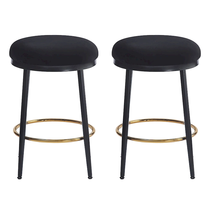 Roomfitters Modern Counter Stools, Set of 2 Bar Height Chairs with Iron Frame, Cushioned Seat and Footrest