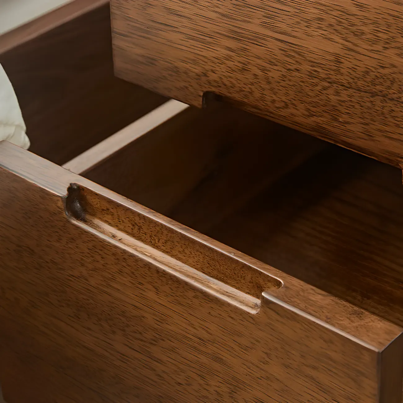 Art Deco Brown Wood Top 2 Drawer Nightstand with Legs