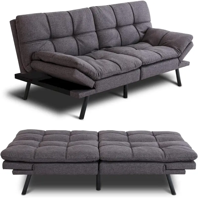 Sofa Bed, Convertible Futon Sleeper Couch Daybed with Adjustable Armrests for Studio, Apartment, Office, Small Space