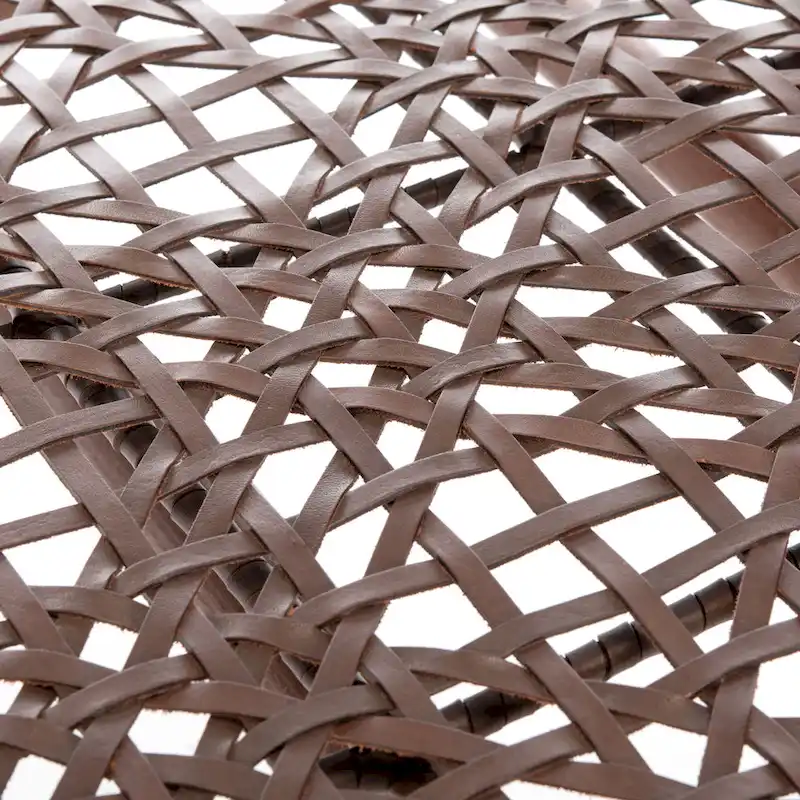 White Leather Woven Accent Chair - Single Seat