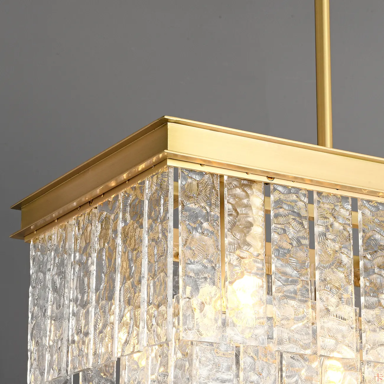 Modern Luxury Brass Glass Rectangular  2-Tier Island Lights-HomeyFad
