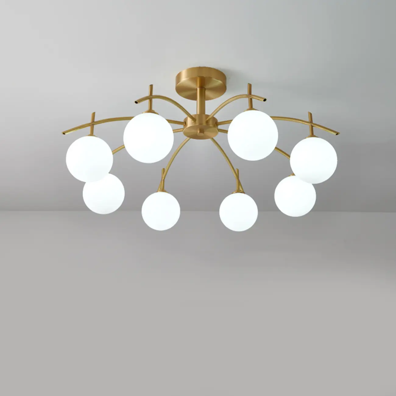 Classic Large Globe Glass Golden Semi Flush Mount Ceiling Light