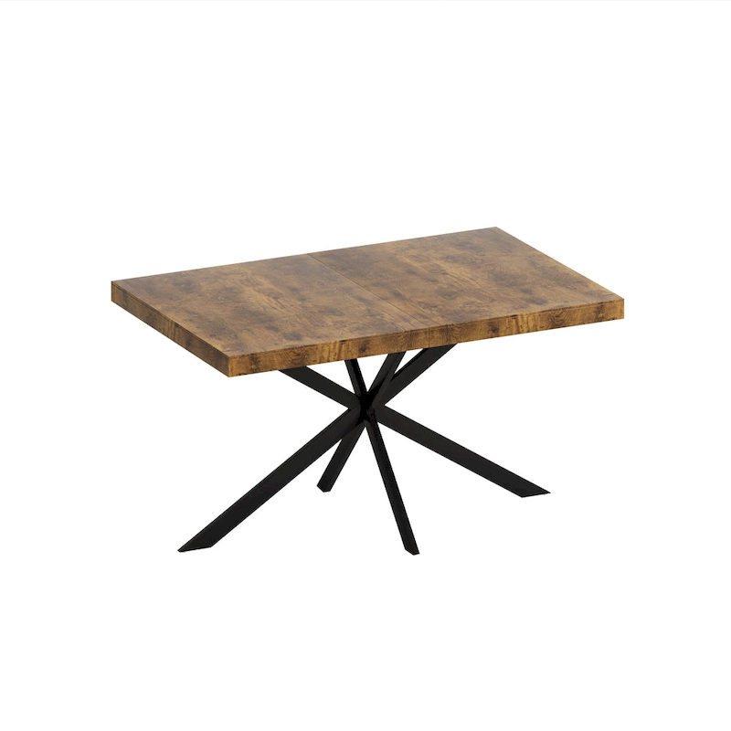 Retro Rectangular Stretch Dining Table with Cross Iron Base