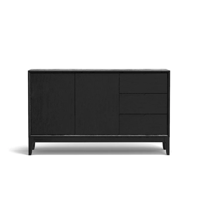 Vintage Black 3-Drawer 2-Cabinet Sideboard Server, Wood