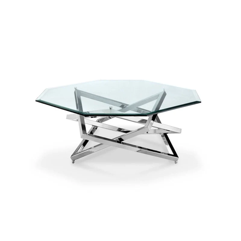 Lenox Square Modern Chrome Metal and Glass Coffee Table