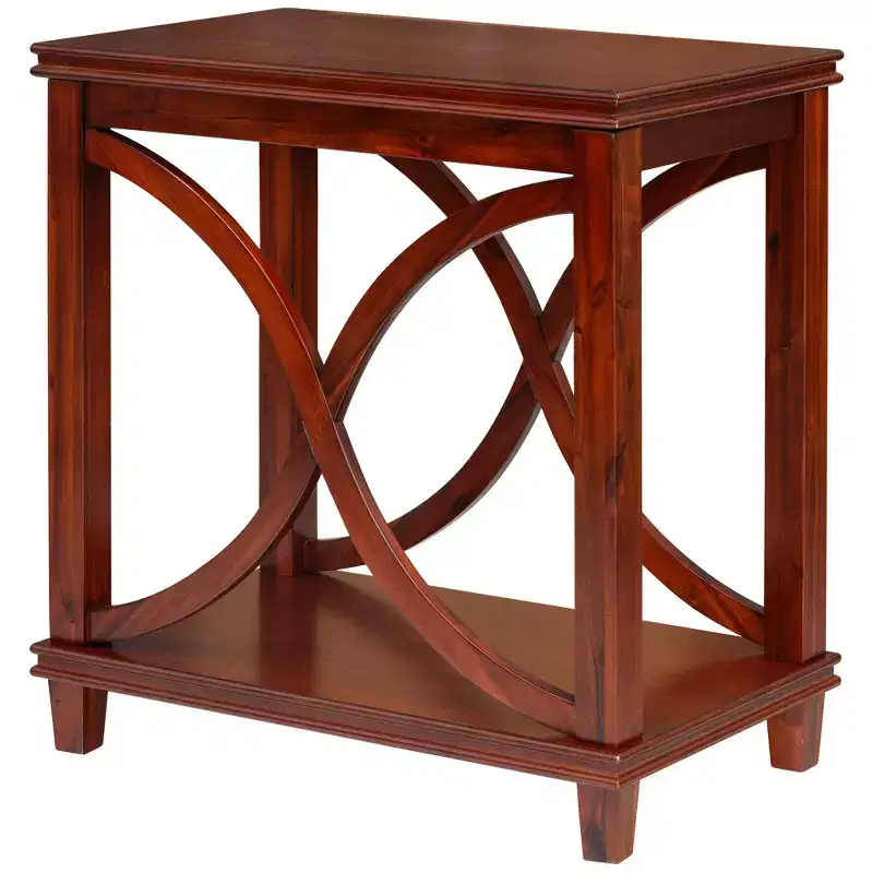Cherry 2-Tier Console Table with X-Design, 1-Person